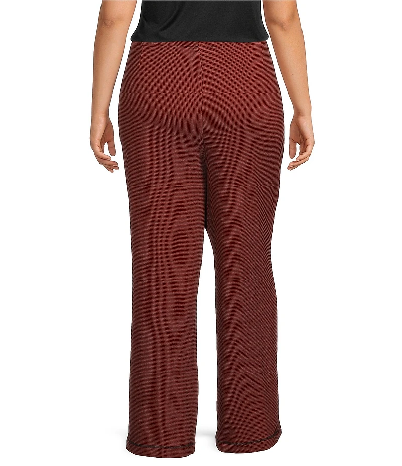 Ali Miles Plus Size Textured Knit Wide Leg Elastic Waistband Pull-On Pants