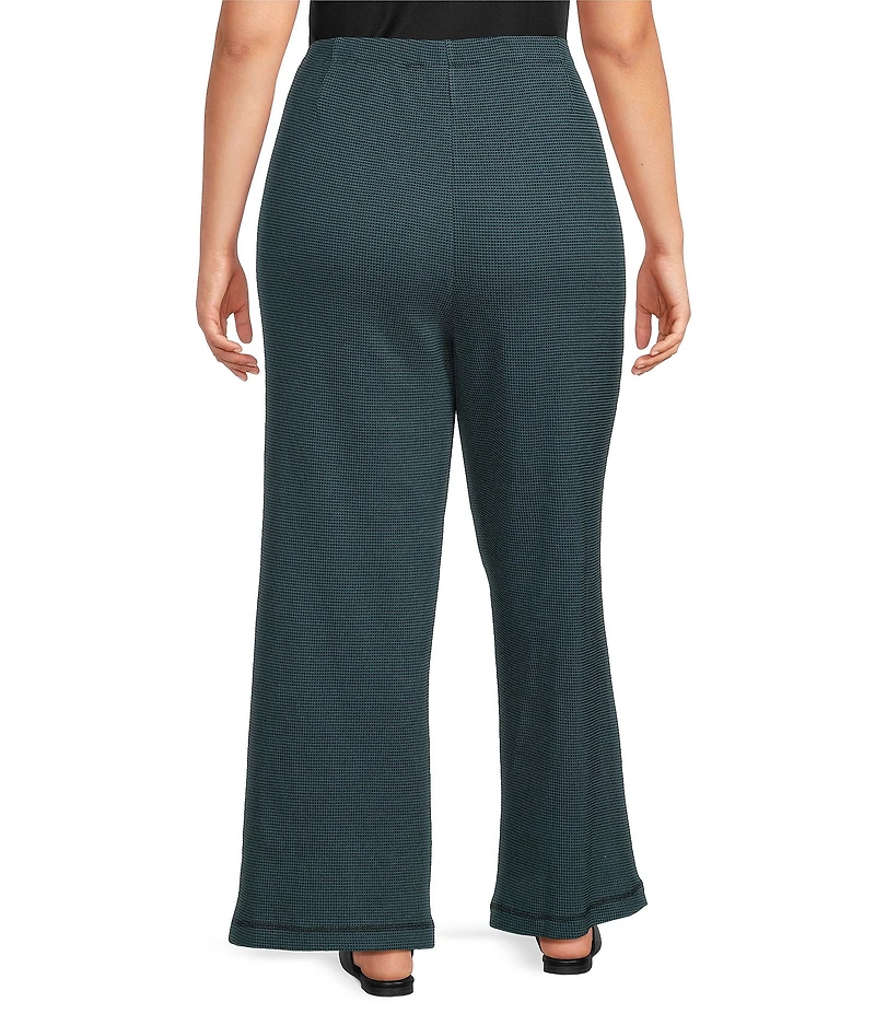 Ali Miles Plus Size Textured Knit Wide Leg Elastic Waistband Pull-On Pants