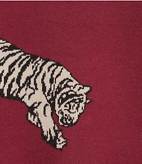 Ali Miles Plus Size Tiger Jacquard Print Mock Neck 3/4 Sleeve Popover Sweater