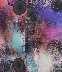 Ali Miles Plus Size Woven Abstract Multi Wire Collar 3/4 Sleeve Button-Front Jacket