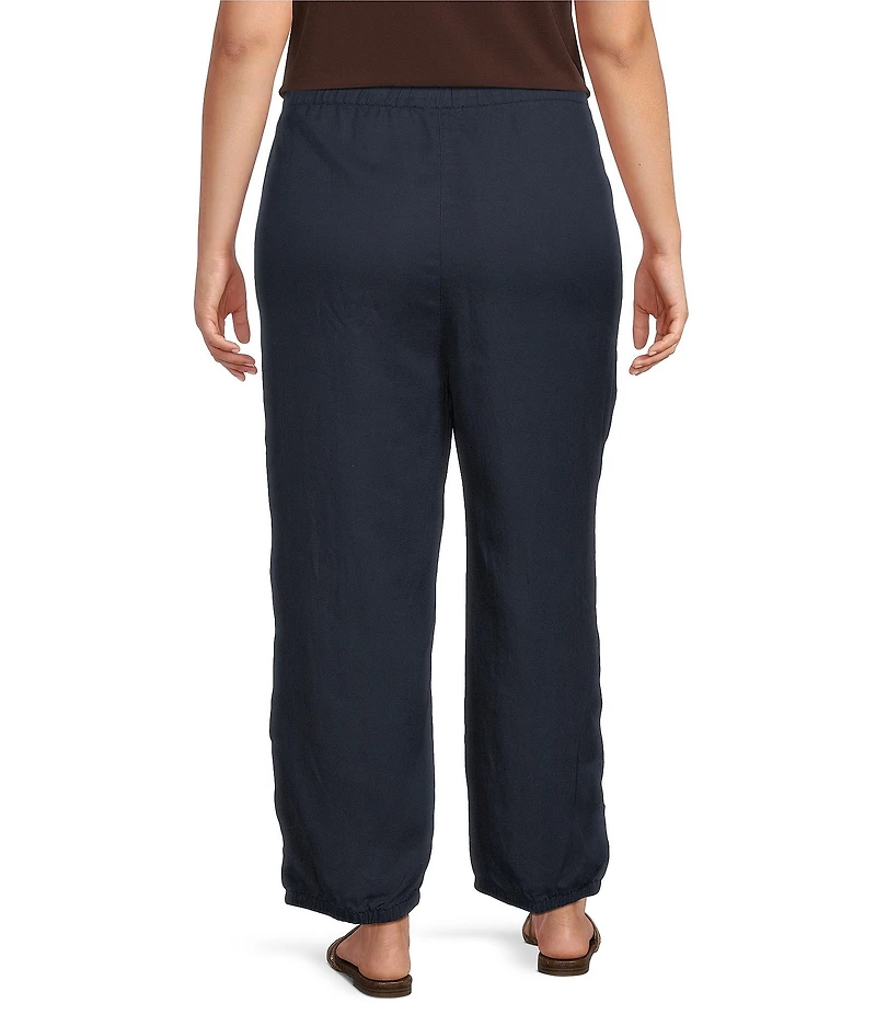 Ali Miles Plus Size Woven Drawstring Button Detail Hem Pants