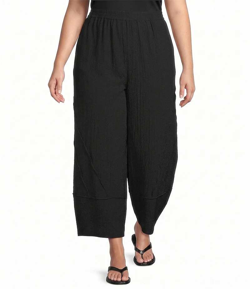 Ali Miles Plus Size Woven Elastic Waist Straight Leg Pull-On Pants