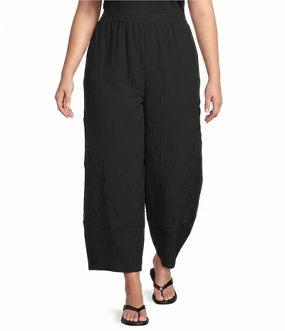 Ali Miles Plus Size Woven Elastic Waist Straight Leg Pull-On Pants