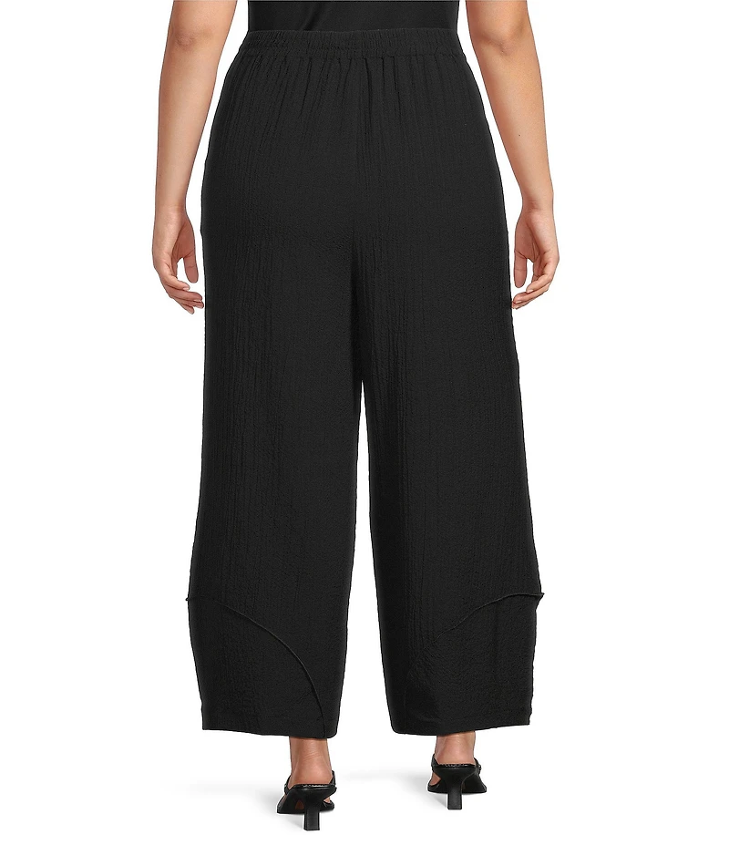 Ali Miles Plus Size Woven Elastic Waist Straight Leg Pull-On Pants