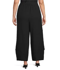 Ali Miles Plus Size Woven Elastic Waist Straight Leg Pull-On Pants