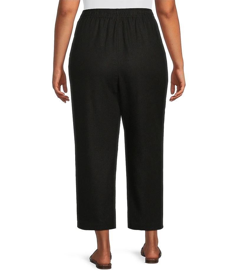 Ali Miles Plus Size Woven Side-Button Detail Hem PUll-On Ankle Pants