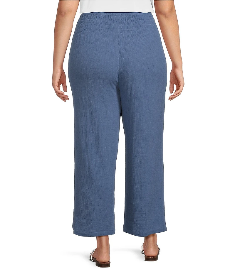 Ali Miles Plus Size Woven Wide-Leg Pull-On Cropped Pants