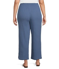 Ali Miles Plus Size Woven Wide-Leg Pull-On Cropped Pants