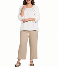 Ali Miles Plus Size Woven Wide-Leg Pull-On Cropped Pants