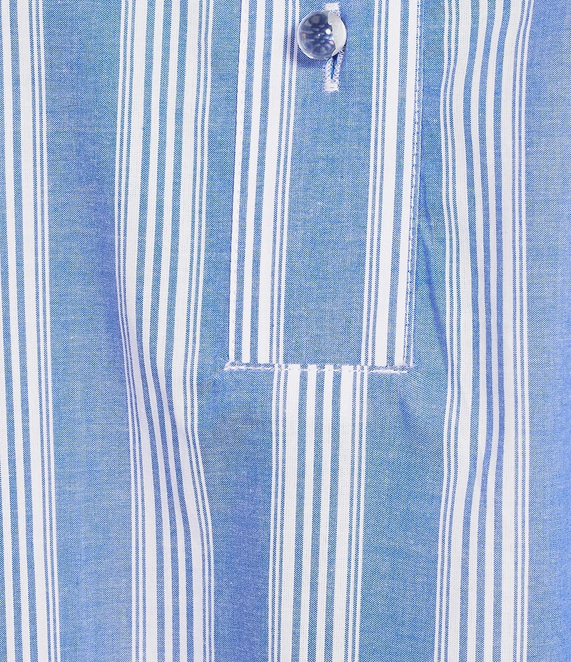 Ali Miles Plus Size Yarn Dye Stripe Wire Collar 3/4 Dolman Sleeve Tunic