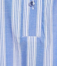 Ali Miles Plus Size Yarn Dye Stripe Wire Collar 3/4 Dolman Sleeve Tunic