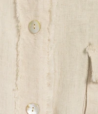 Ali Miles Plus Size Yarn-Dyed Woven Stand Collar 3/4 Sleeve Button-Front Jacket