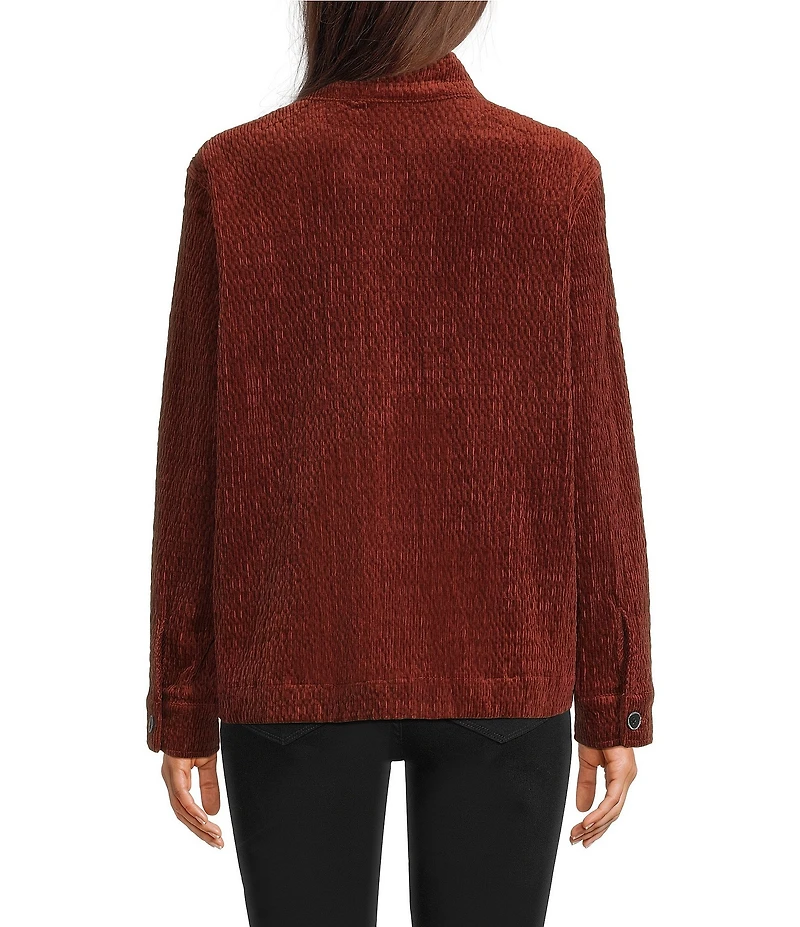 Ali Miles Point Collar Long Sleeve Button Front Jacket