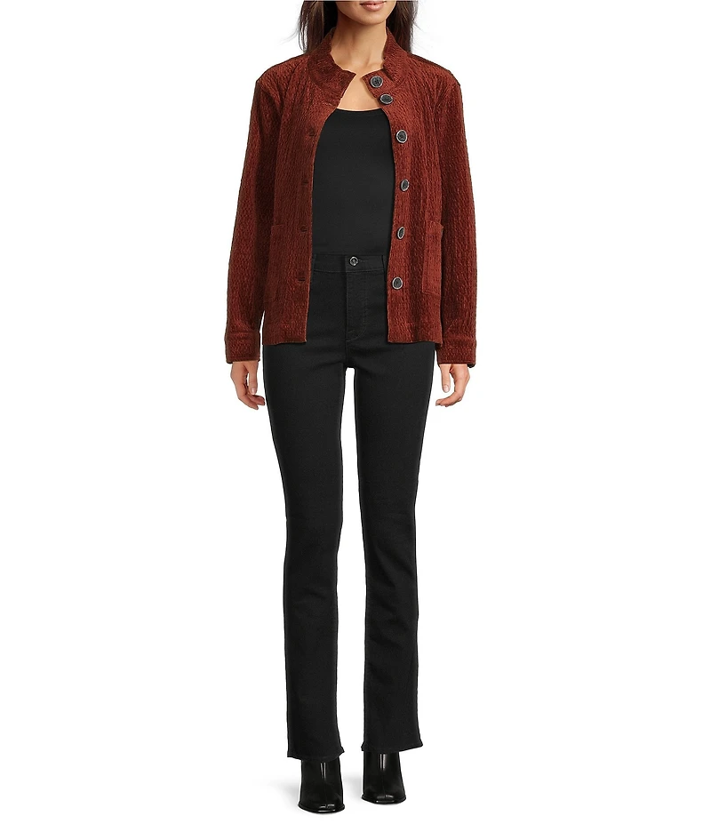 Ali Miles Point Collar Long Sleeve Button Front Jacket