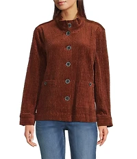 Ali Miles Point Collar Long Sleeve Button Front Jacket