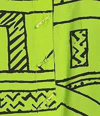 Ali Miles Printed Wire Collar 3/4 Sleeve Button Front Side Slit Tunic