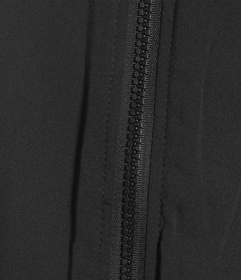 Ali Miles Reversible Abstract Print Quilted Stand Collar Long Sleeve High-Low Zip Front Jacket