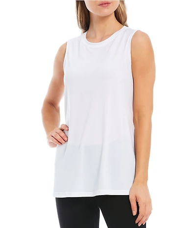 Ali Miles Crepe Luxe Sleeveless Round Neck Tank
