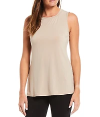 Ali Miles Crepe Luxe Sleeveless Round Neck Tank