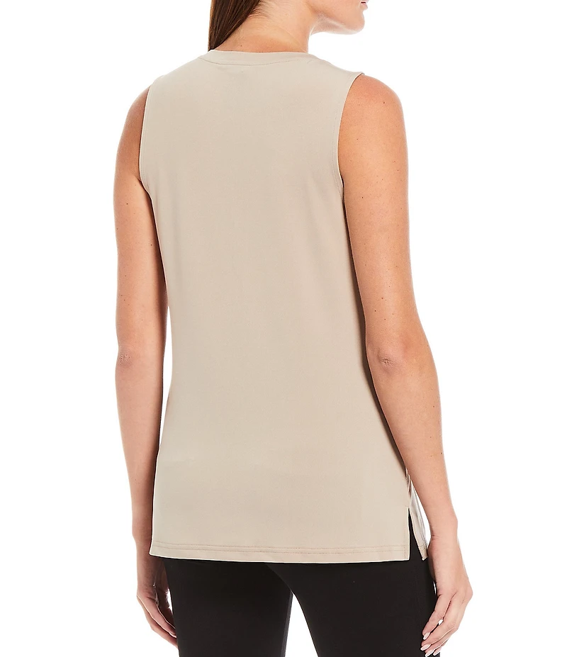 Ali Miles Crepe Luxe Sleeveless Round Neck Tank