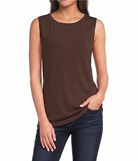 Ali Miles Crepe Luxe Sleeveless Round Neck Tank