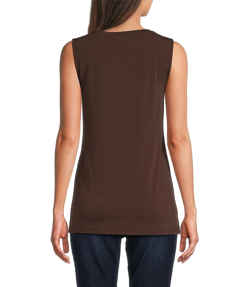 Ali Miles Crepe Luxe Sleeveless Round Neck Tank