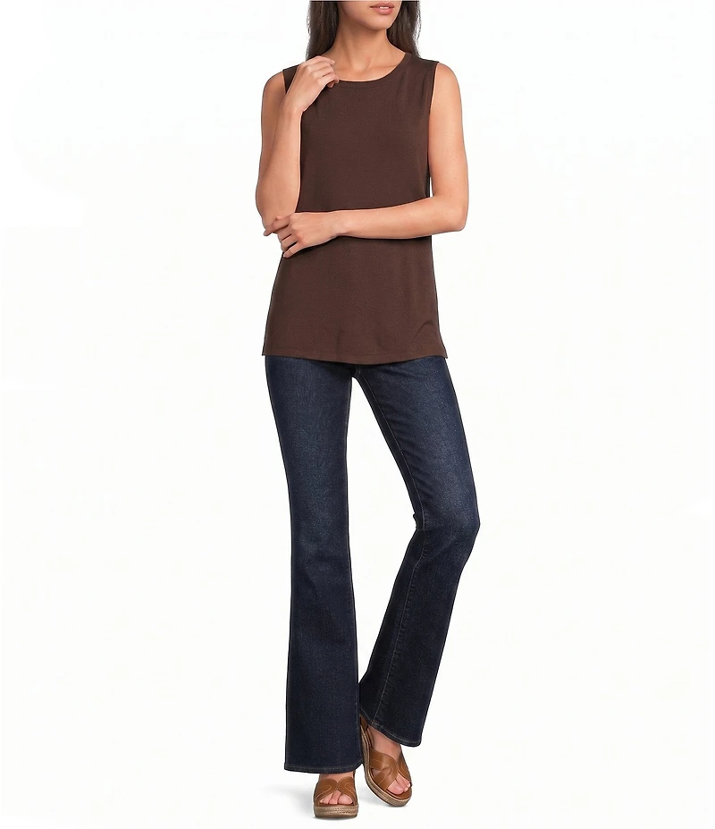 Ali Miles Crepe Luxe Sleeveless Round Neck Tank