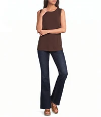 Ali Miles Crepe Luxe Sleeveless Round Neck Tank