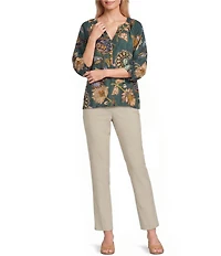 Ali Miles Solid Woven Skinny Leg No Waist Pull-On Ankle Pants