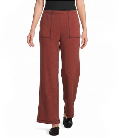 Ali Miles Textured Knit Wide Leg Elastic Waistband Pull-On Coordinating Pants