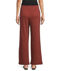 Ali Miles Textured Knit Wide Leg Elastic Waistband Pull-On Coordinating Pants