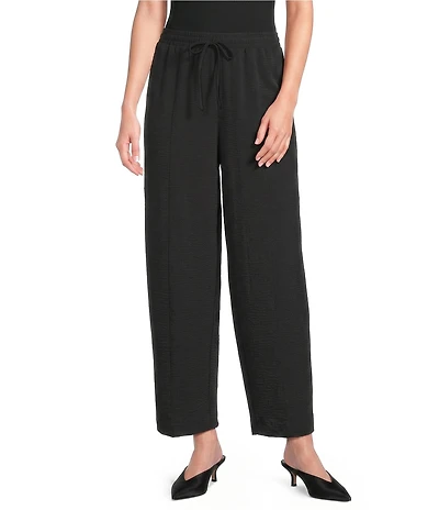 Ali Miles Textured Woven Elastic Waistband Pull On Pants