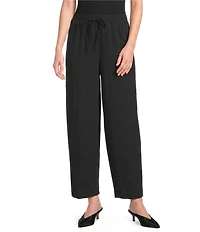 Ali Miles Textured Woven Elastic Waistband Pull On Pants