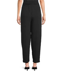 Ali Miles Textured Woven Elastic Waistband Pull On Pants