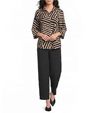 Ali Miles Textured Woven Elastic Waistband Pull On Pants