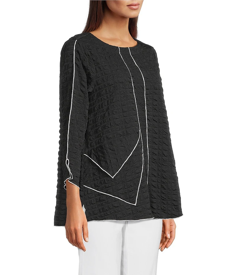 Ali Miles Textured Woven Scoop Neck 3/4 Sleeve Tunic