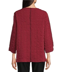 Ali Miles Textured Woven Scoop Neck 3/4 Sleeve Tunic