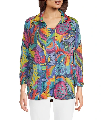 Ali Miles Tropical Multi Print Button Front Tank Set