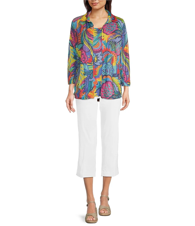 Ali Miles Tropical Multi Print Button Front Tank Set
