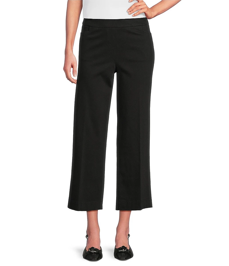 Ali Miles Twill Knit Pull On Wide Leg Ankle Pants