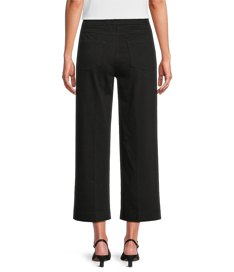 Ali Miles Twill Knit Pull On Wide Leg Ankle Pants