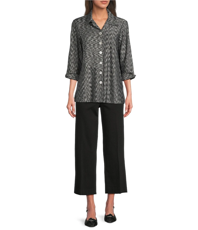 Ali Miles Twill Knit Pull On Wide Leg Ankle Pants