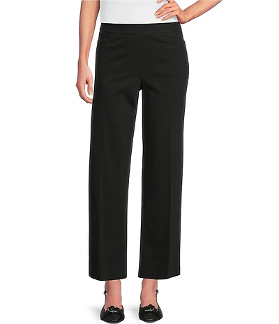 Ali Miles Twill Knit Pull On Wide Leg Ankle Pants