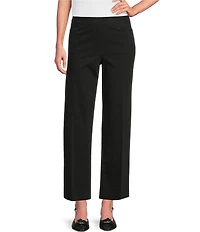 Ali Miles Twill Knit Pull On Wide Leg Ankle Pants