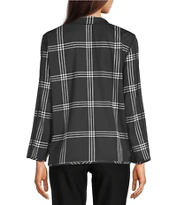 Ali Miles Woven Abstract Multi Print Stand Collar Long Sleeve Reversible Jacket