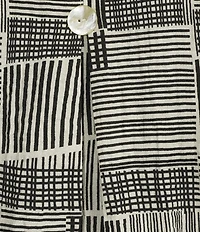 Ali Miles Woven Abstract Print Crinkle Woven Point Neck 3/4 Sleeve Button Front Tunic