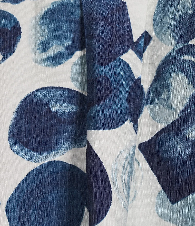 Ali Miles Woven All Over Dot Print Point Collar 3/4 Roll-Tab Sleeve Button Front Tunic