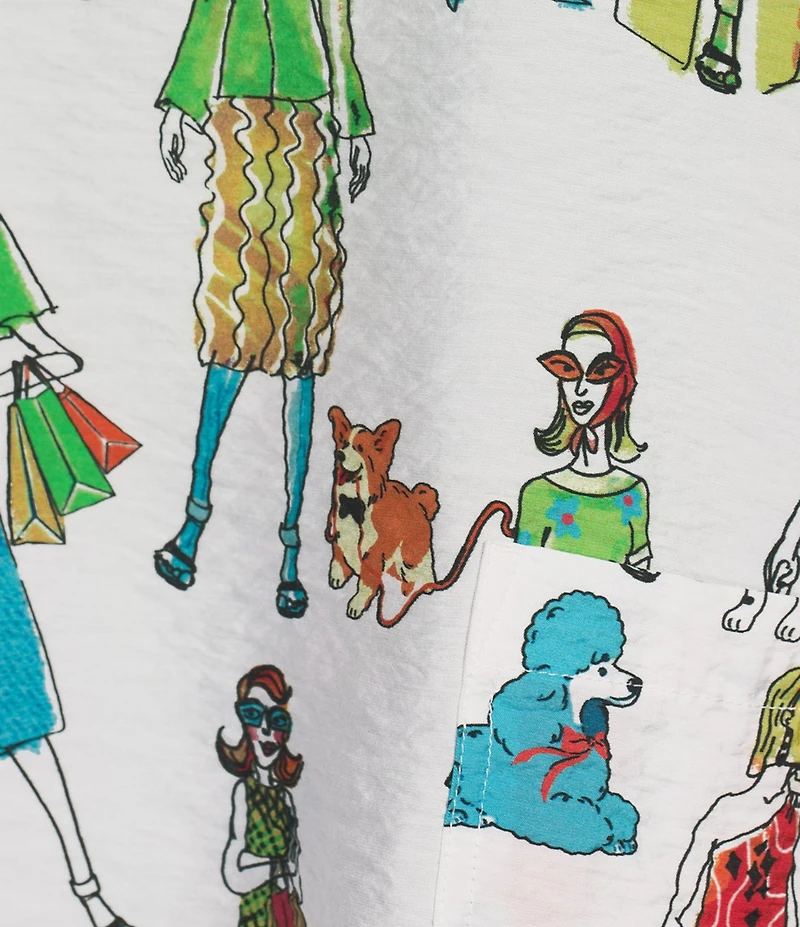 Ali Miles Woven All Over Woman Multi Print Round Neck 3/4 Sleeve Pullover Top