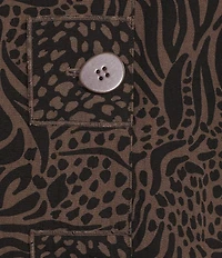 Ali Miles Woven Animal Dotted Print Wire Collar 3/4 Sleeve Button-Front Tunic