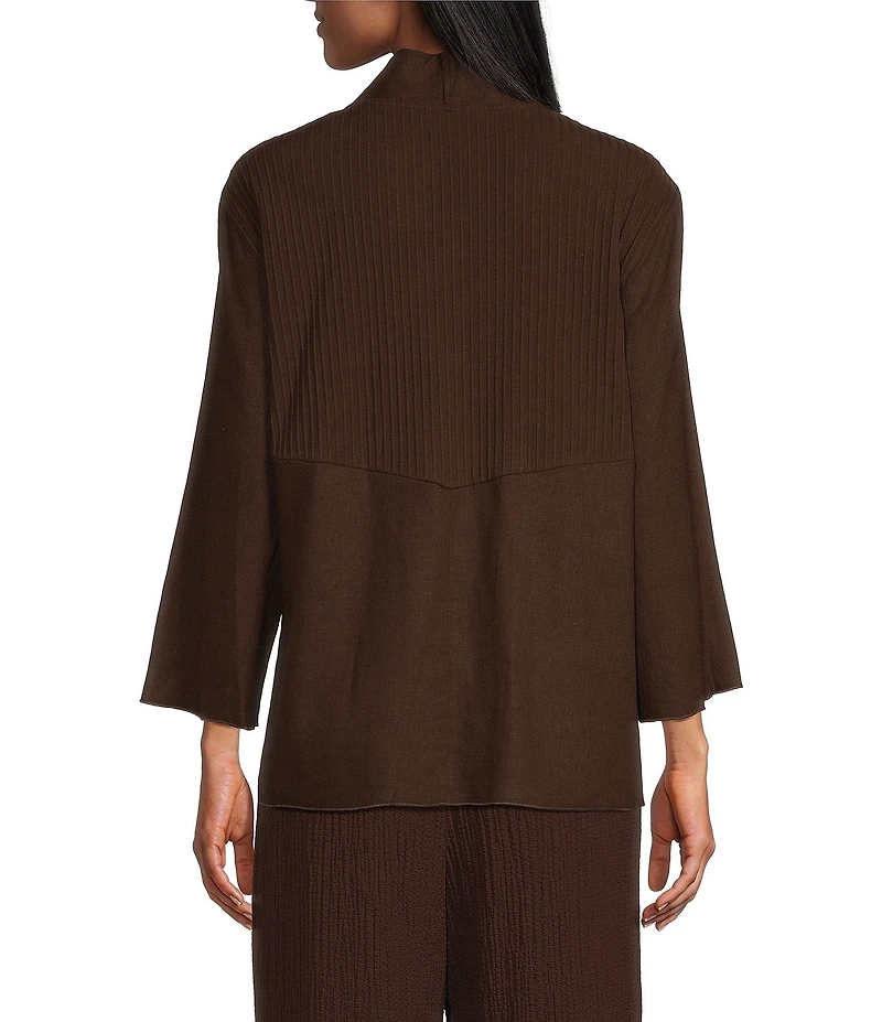 Ali Miles Woven Band Neck 3/4 Sleeve Single Button Coordinating Jacket